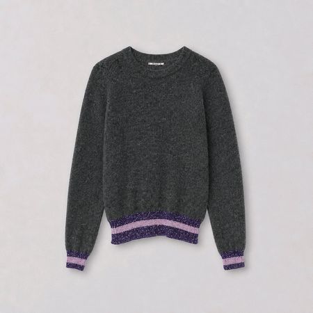 Pieces Mohair Pullover Grau mit lila Glitzer Gr. M