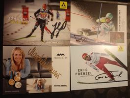 4 signierte Sport Olympia Autogrammkarten - Set