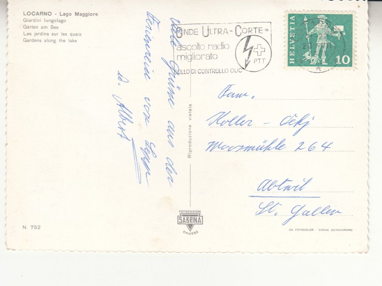 Cartoline postali: Locarno 1961 – Usato da Bürglen TG venduto da StampGraf 1