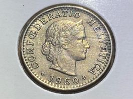 Schweiz 20 Rappen 1950  B in Münzrähmchen vzgl - unz