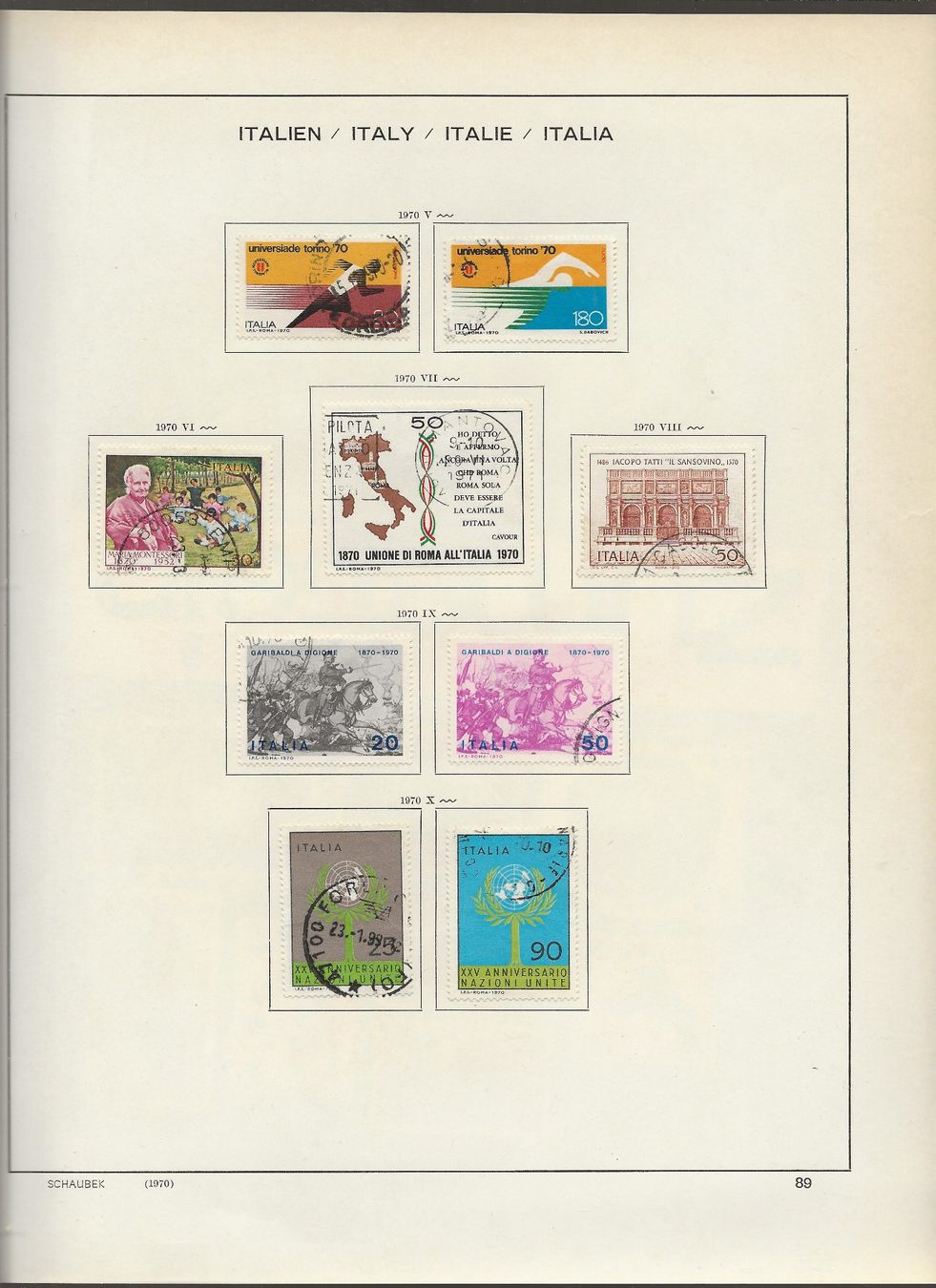 Alle Briefmarken: Marken Italien 1969 bis 1972 – Gebraucht aus Au ZH von xelagreb01 3
