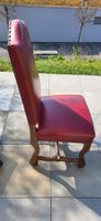 Vintage Stuhl mit rotem Lederbezug - Top Zustand!  1/12