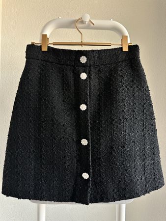 H&M Tweed Minirock Schwarz A-Linie High Waist
