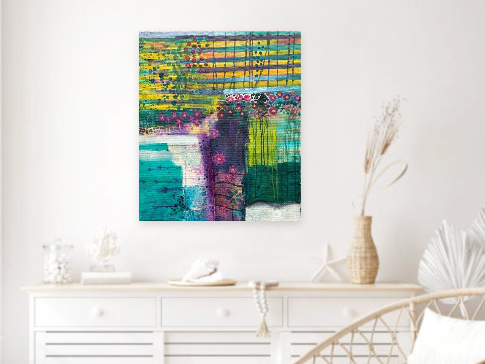 Gemälde: Abstraktes Acrylgemälde 70x60 cm – Gebraucht aus Boll von NRie