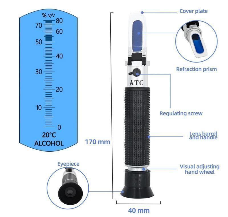 Misurare: Alkoholrefraktometer - 0-80 % - Réfractomètre à alcool – Nuovo e nell'imballaggio originale da Lausanne venduto da animalopolis 3