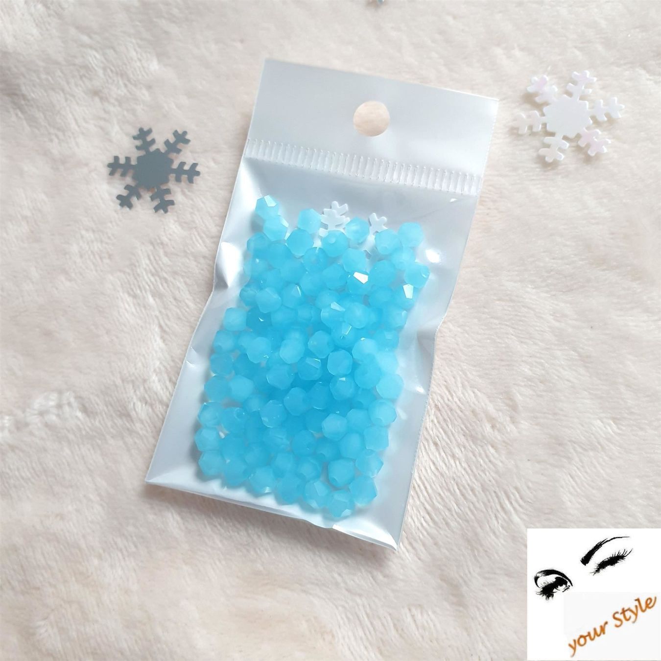 Perle (finte): 100 Stk. Glas- Perlen 4mm OPALBLAU – Nuovo e nell'imballaggio originale da Oberglatt ZH venduto da -your-Style- 3
