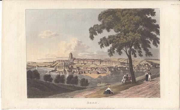 Incisioni: BERN, ALTKOLORIERTE AQUATINTA 1821 – Antico da Grüningen venduto da Kartensammler 2