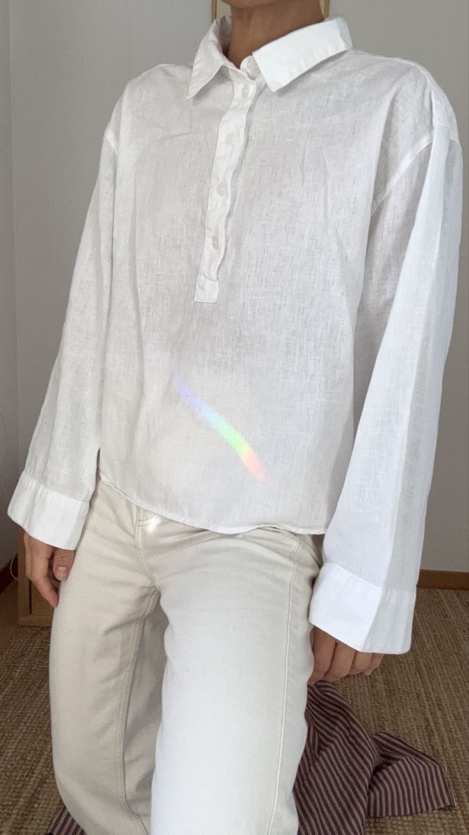 H&M Camicette: H&M Bluse Leinen weiss Langarm S – Usato da Bern venduto da wisemagpie 1