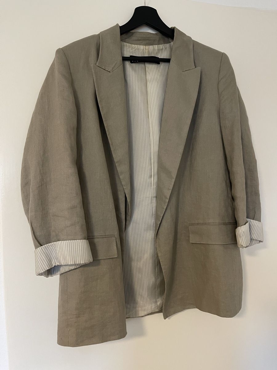 Zara Completi & Tailleur: Zara Leinen Blazer, Khaki – Usato da Adliswil venduto da fabienne1234567