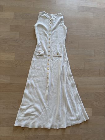 Elegantes Strick-Maxikleid Creme Gr. S/M – 