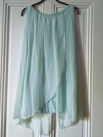 Aérien top-tunique en soie turquoise S-M