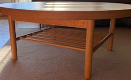Couchtisch oval Holz hell mit Ablage