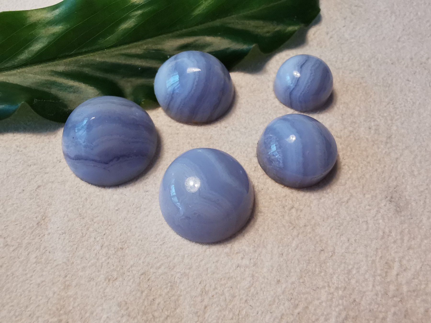 Pietre preziose: 5 Stk. Chalcedon Cabochons – Nuovo e nell'imballaggio originale da Dierikon venduto da Buntspecht-10 4