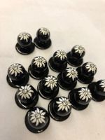 14er Satz Steckknöpfe Edelweiss schwarz
