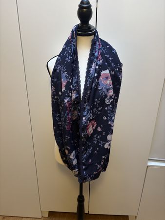 Damen Loop-Schal Wende-Design Blumen Punkte dunkelblau