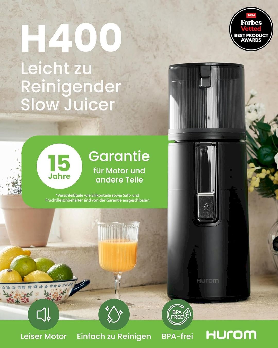 Elettrodomestici da cucina: Hurom H400 Slow Juicer mattschwarz – Nuovo e nell'imballaggio originale da Bottighofen venduto da zaap 1
