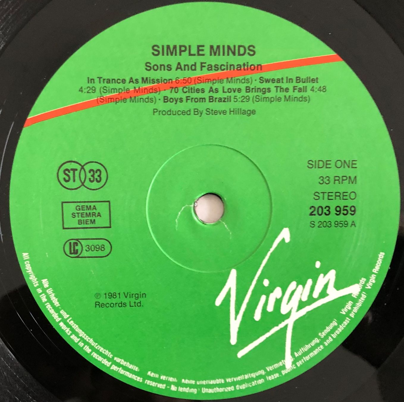 Schallplatten: SIMPLE MINDS - SONS AND FASCINATION – Gebraucht aus Poliez-Pittet von Newtown-Records 2