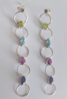 Orecchini lunghi in argento 925, con diverse pietre