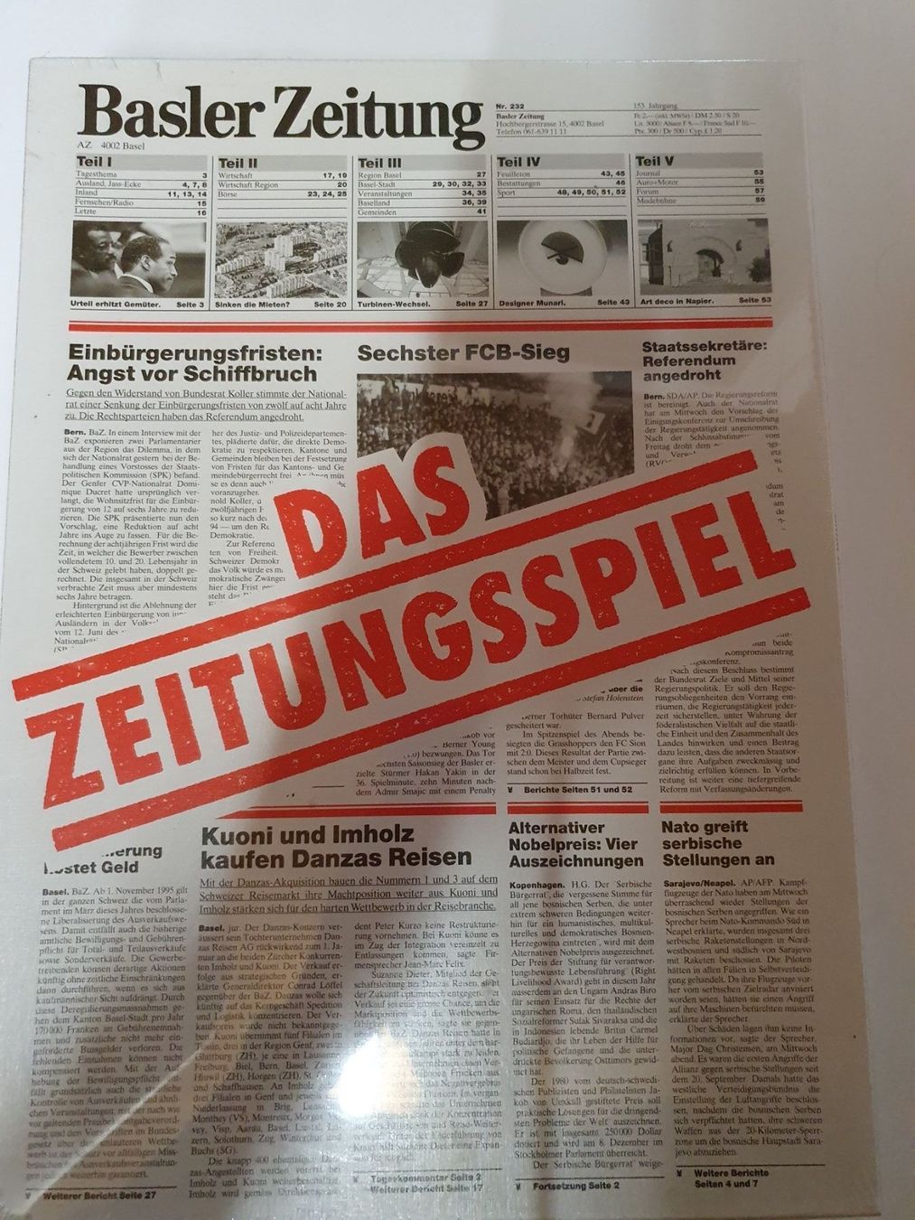 Giochi: Basler Zeitung BZ Zeitungsspiel – Nuovo e nell'imballaggio originale da Oberdorf BL venduto da BaldenEagle