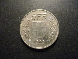 1940  5.- Fr Superbe pièce   Superbe qualité  Top