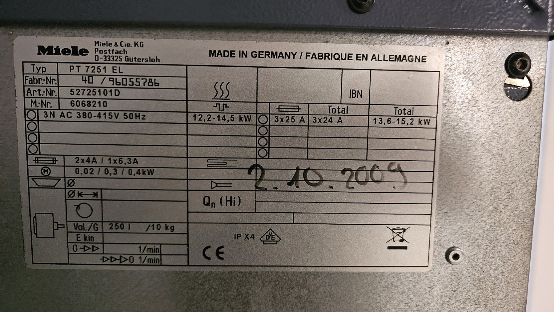 Miele Asciugatrici: Miele Professional PT 7251 E – Usato da Rheinfelden venduto da Moeoep 1