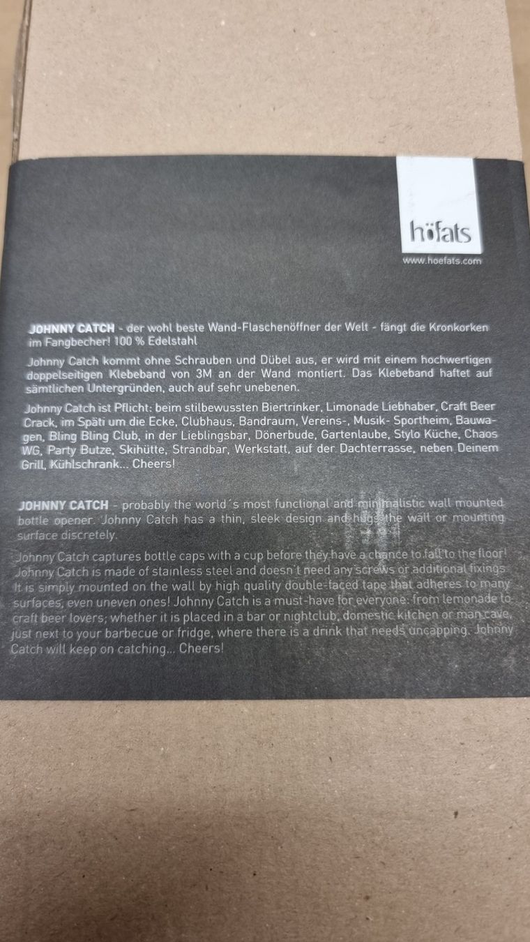 Sonstiger Bürobedarf: Flaschenöffner / Bieröffner Johnny Catch – Neu und originalverpackt aus Rebstein von James-Dean 1