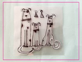 Witzige Hunde / Partyhüte  / 11,90 x 11,90 - Silikonstempel