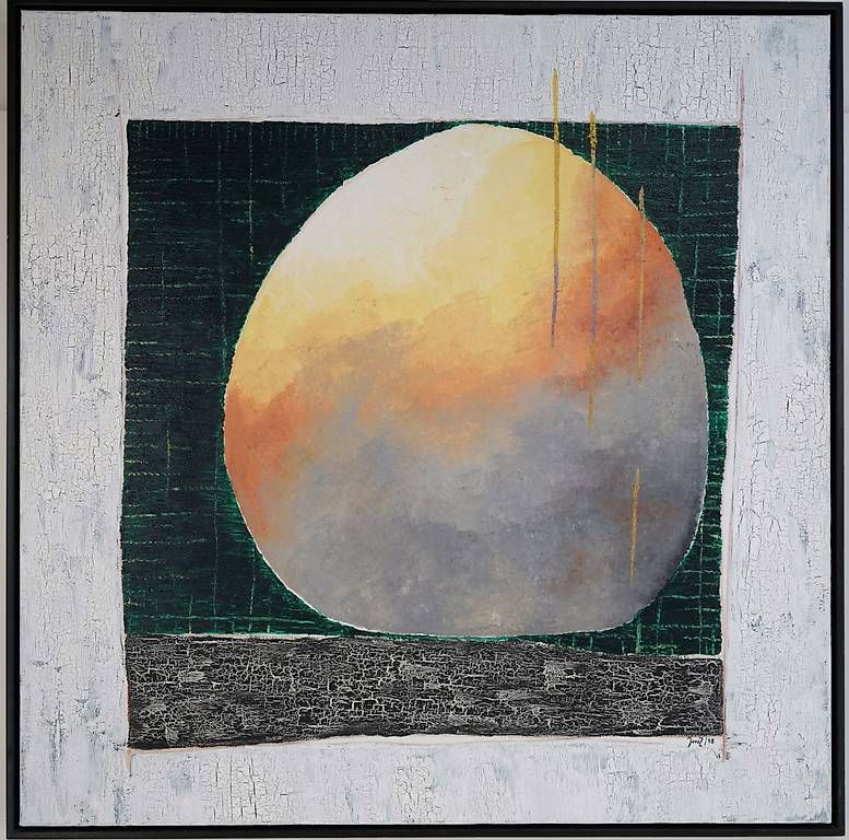 Dipinti: Abstraktes Originalgemälde, signiert, 103×103 cm – Usato da Beromünster venduto da VSNC