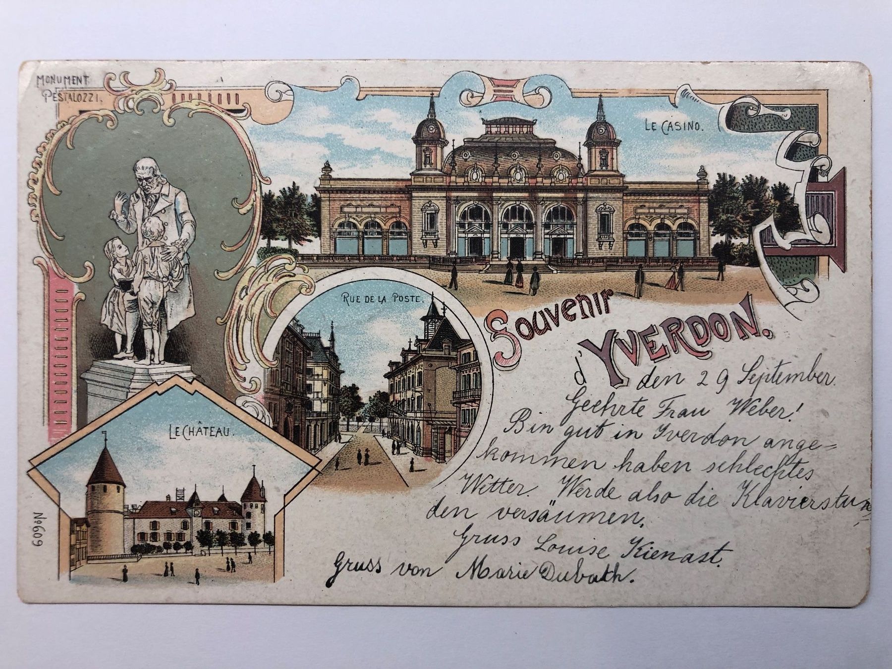 Cartoline postali: AK Souvenir d'Yverdon 1902 Litho – Usato da Nunningen venduto da anclaudia 1