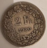 2 Fr. 1920 Silbermuenze guter Zustand