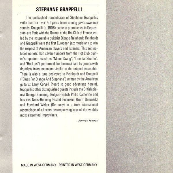 CD: Stephane Grappelli – Stephane Grappelli - Vergriffen! - b – Usato da Brittnau venduto da Zibu 5