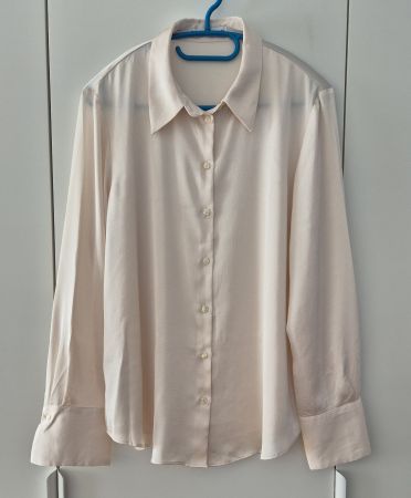 MANGO Satinbluse, creme, Gr. L