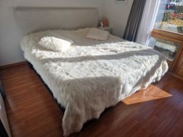 Felldecke Fellimitat Tibetlamm wollweiß 240x260cm Bettdecke