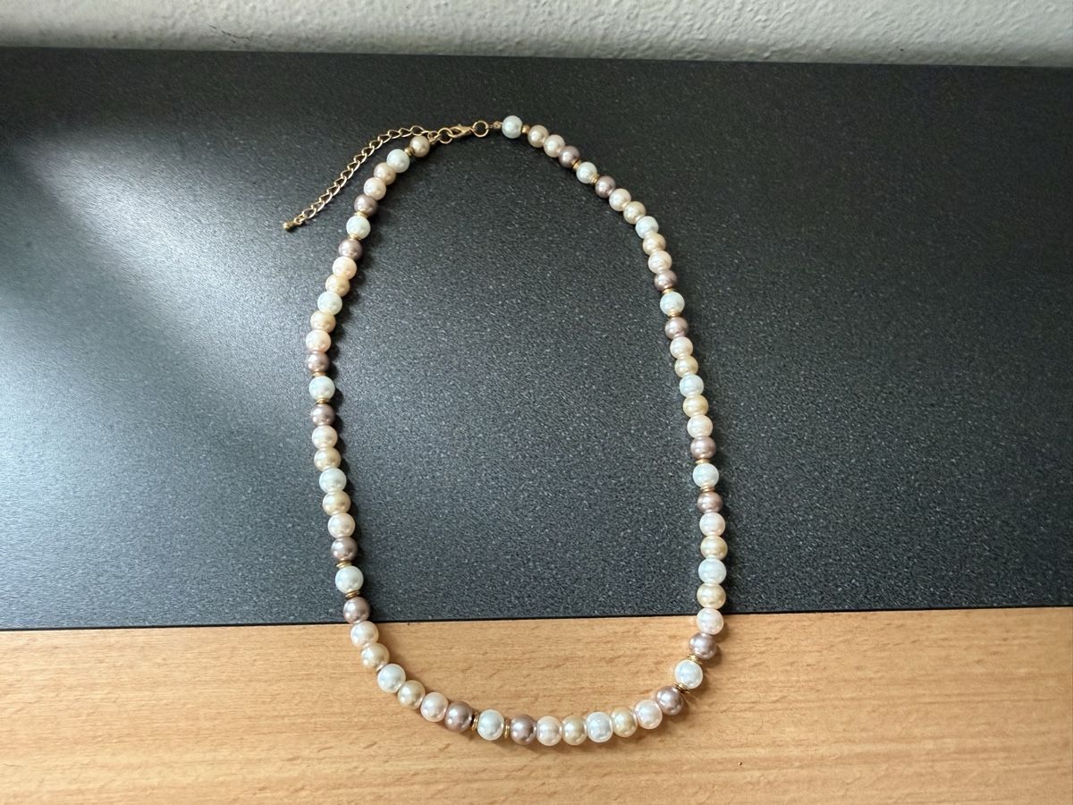 Catenine: Vintage Cremefarbene und rosa Perlenkette – Usato da Lamone venduto da LaCantinaMagica 5
