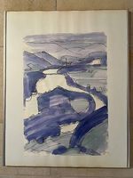 Aquarell Aaretal aus Sicht Bözberg Willi Helbling, Brugg