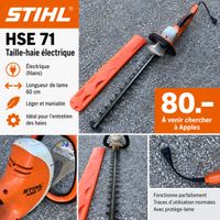 Taille-haie électrique Stihl HSE 71 lame 60 cm occasion