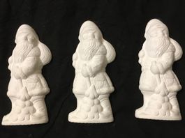 3 Weihnachtsmänner Figuren Keramik zum bemalen NEU