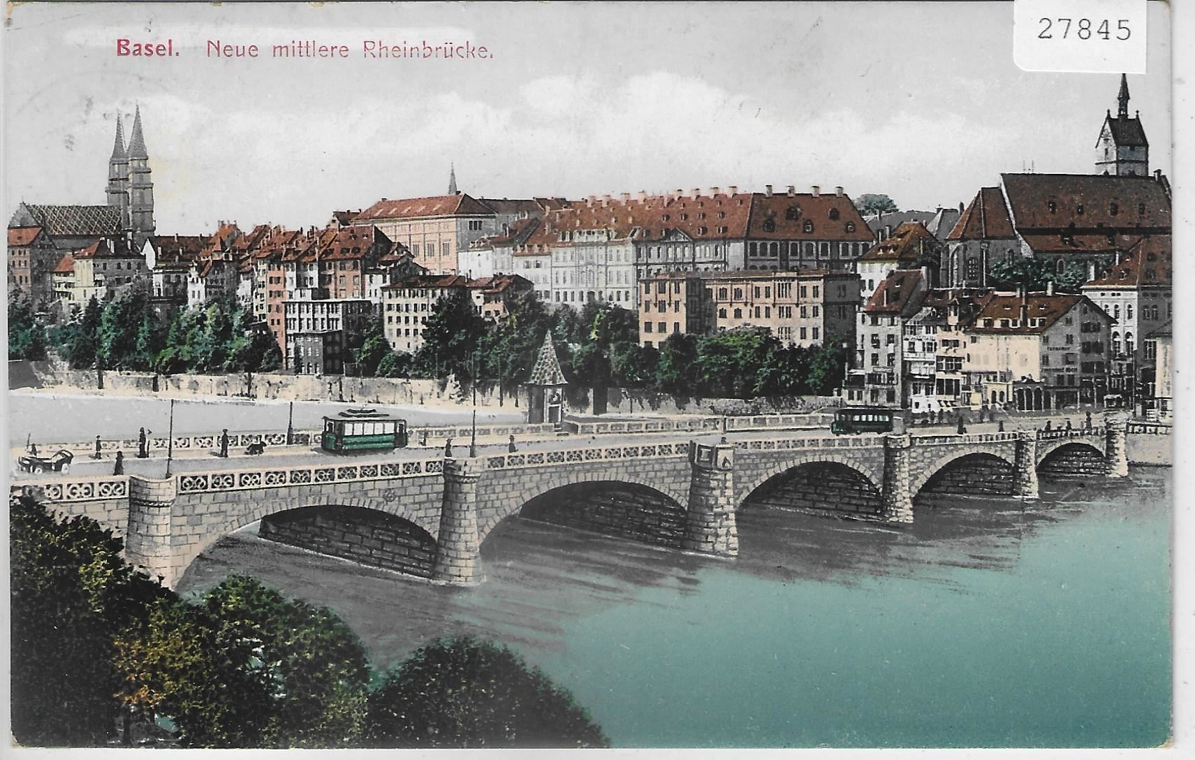 Cartoline postali: Basel - Neue mittlere Rheinbrücke Litho – Usato da Ettingen venduto da Kartenplanet