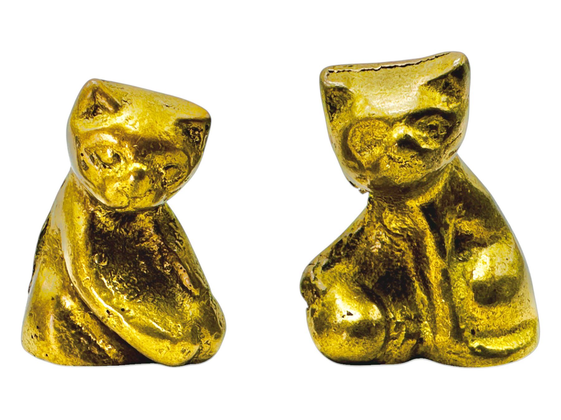 Skulpturen & Statuen: Ensemble de 3 figurines chats en bronze massif doré – Gebraucht aus Morges von vintiques 2