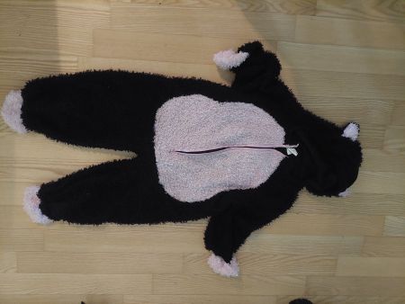 Plüsch Overall Katze schwarz rosa Grösse 110