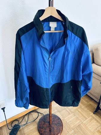 Giacca a vento Adidas blu nera, taglia L/XL