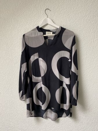 Cartoon Long-Bluse, Tunika Kleid Gr. 38 Schwarz-Grau