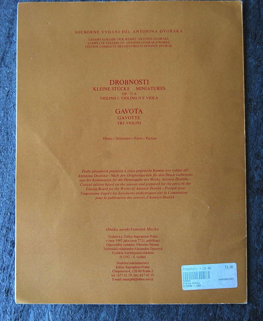 Libri: Dvorak - Drobnosti - Gavota – Usato da Rüfenacht BE venduto da Toro06 3