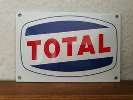 Emailschild Total Tankstelle Tanksäule Logo Emaille Schild