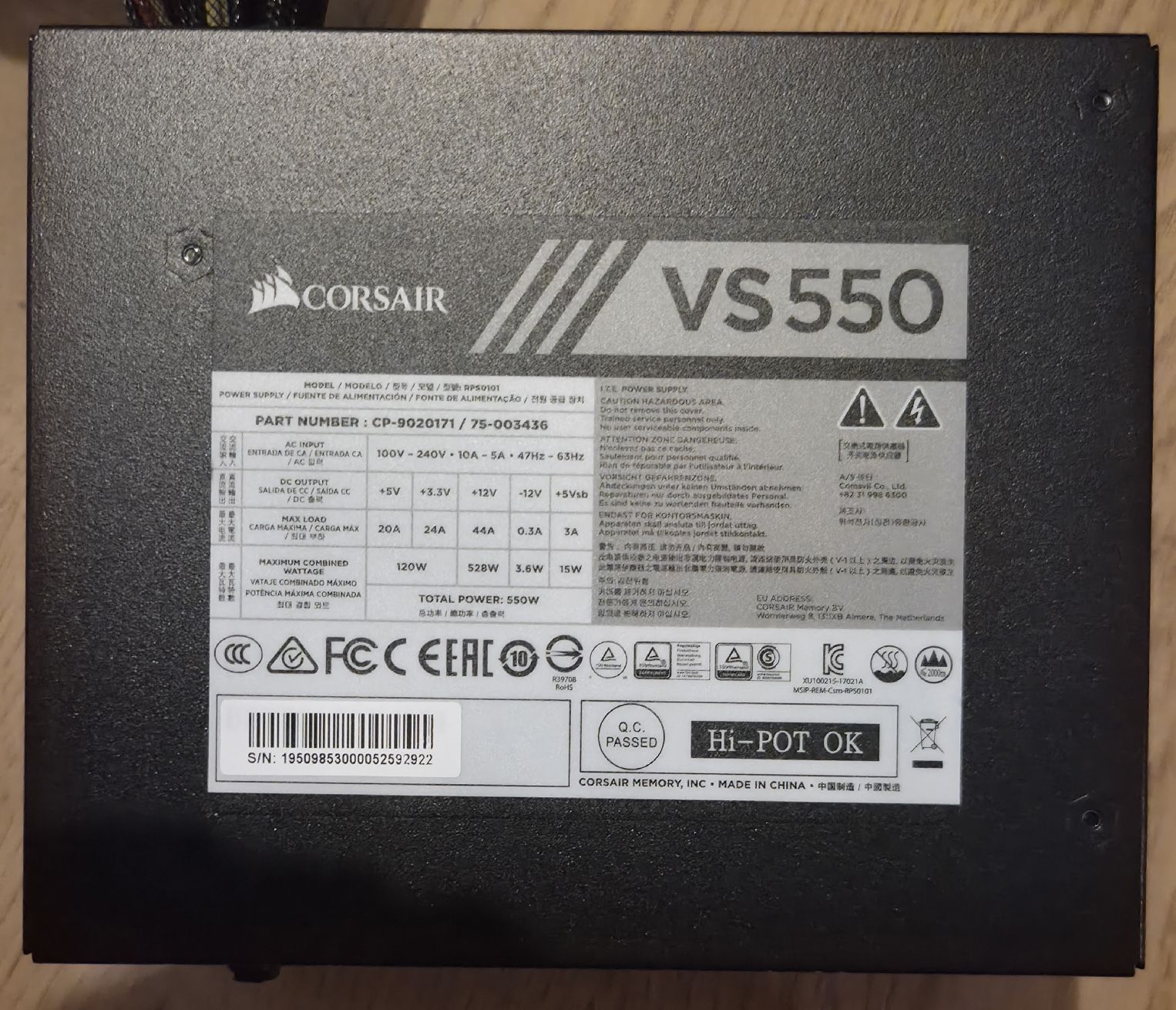 Corsair PCs: alimentation pc Corsair VS550 – D'occasion à Genève par CRDNX
