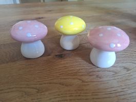 Keramik Pilze Deko Set, 3 Stück