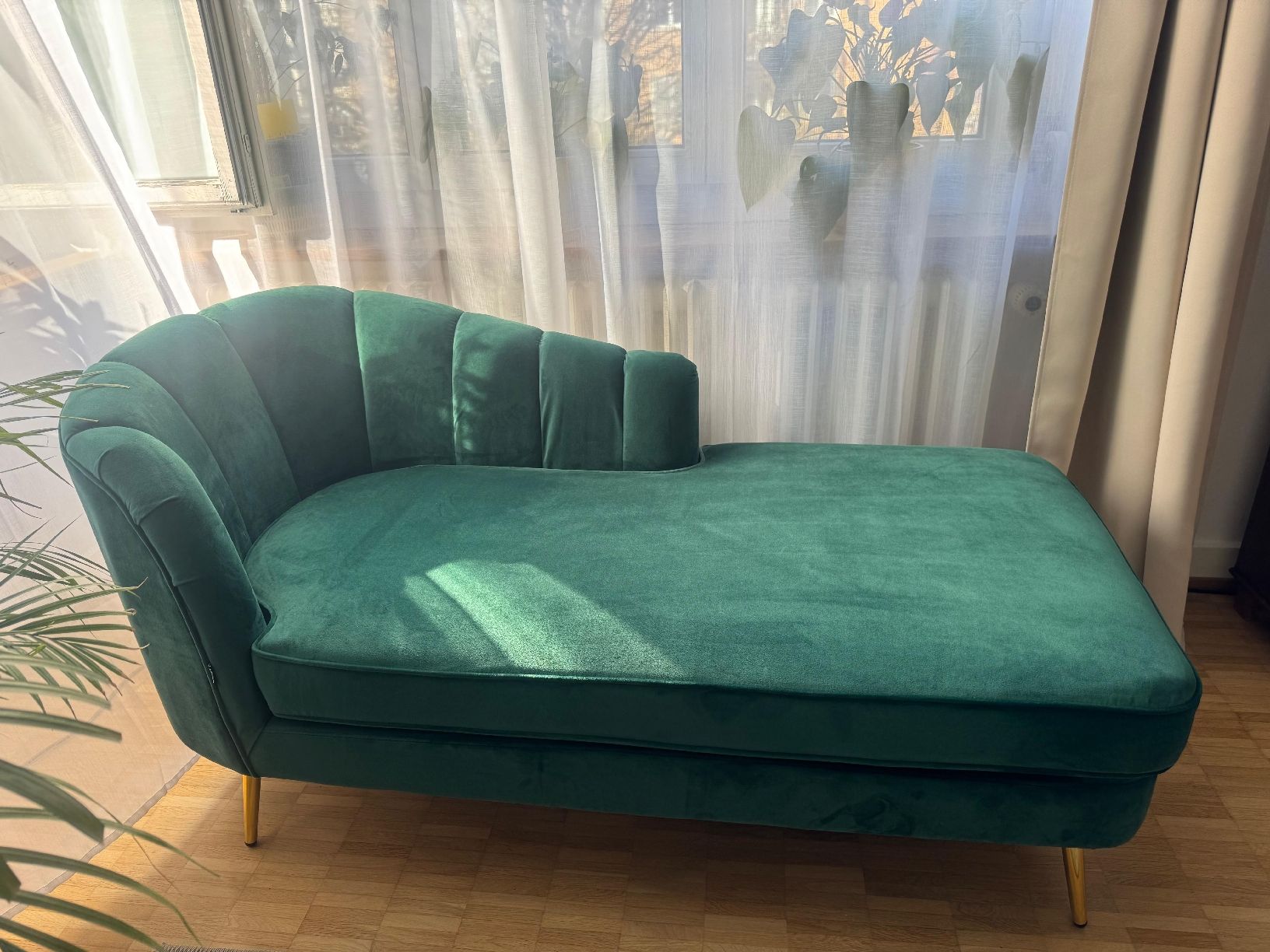 Divani: Dunkelgrünes Samtsofa mit Chaiselongue & Schlaffunktion – Ne – Usato da Zürich venduto da LuciusMalfoy 3