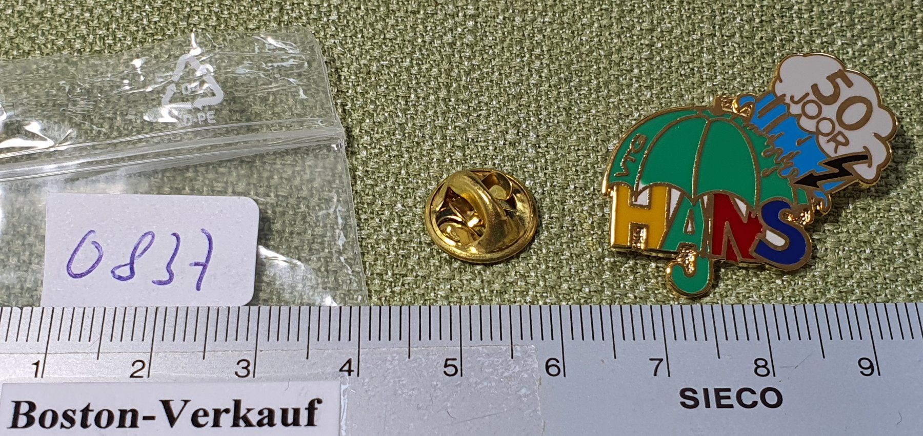 Placchette & Badge: O837 - Pin VTG 50 Joor HANS – Usato da Reinach BL venduto da Boston-Verkauf 2