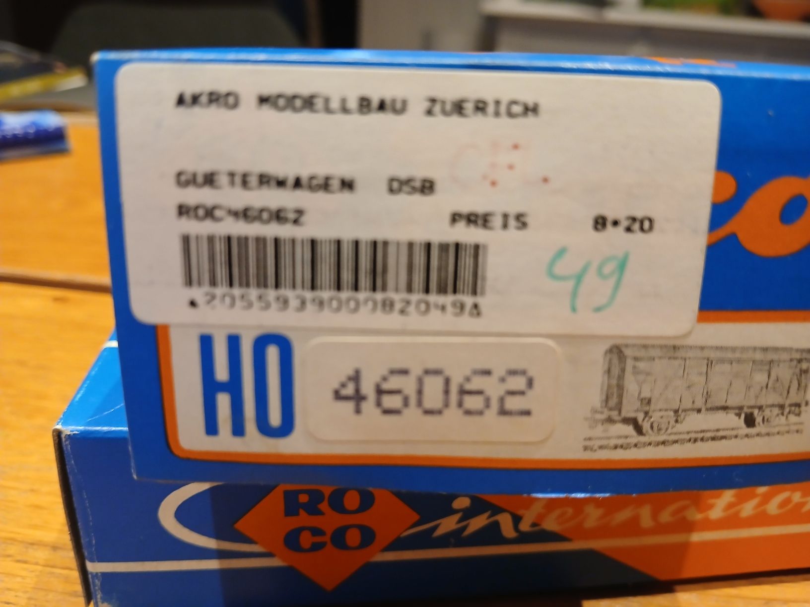 Roco Modellini di ferrovie: Roco HO Güterwagen DSB, Neu! – Nuovo e nell'imballaggio originale da Bözen venduto da Kolumbus77 1