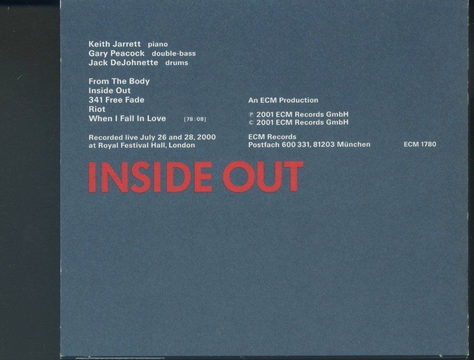 CD: Inside Out - Keith Jarrett Trio – Usato da Delémont venduto da MaxPlan 1
